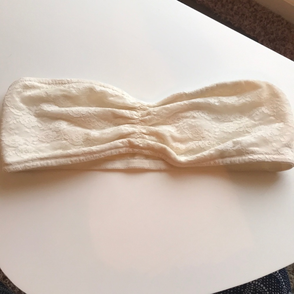 PINK Brand- white lace bandeau